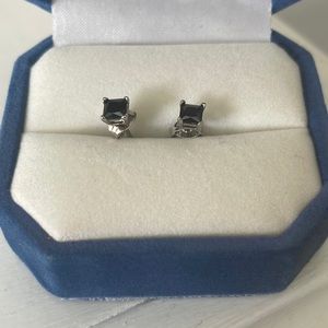 Michael Hill square black stone earrings with sterling silver backings